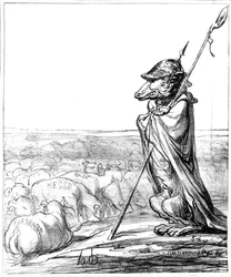 «La Fontaine renouvelé», loup prussien déguisé en berger pour garder des moutons allemands, de «Le Charivari», 10 octobre 1867